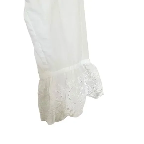 Anne Fontaine White 3/4 Bell Sleeve Embroidered Lace Ruffle Collar Blouse Sz 10 - Picture 7 of 10